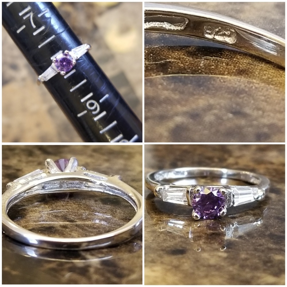 Genuin 1ct Amethyst/White Sapphire Ring 8 - Picture 5 of 5